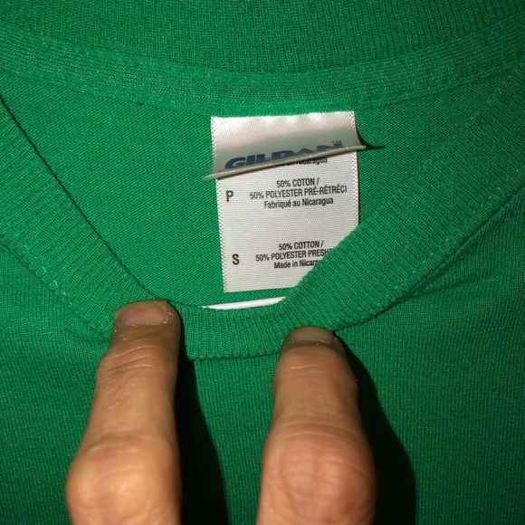 Vintage Gildan Fat Finger distressed tee shirt green sm - Picture 6 of 7